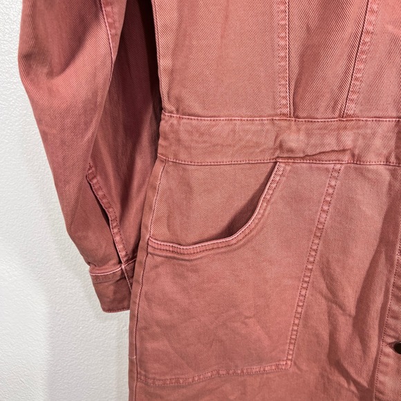 Faherty Jean Jacket‎ Dress Organic Cotton Brownie Button Front Long Sleeve Large - Picture 9 of 11